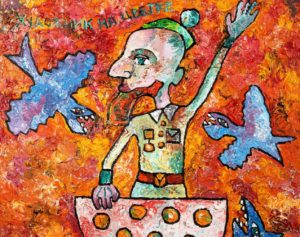 Kuzja Zverev. Kunstnik lillel. Õli, oktoober 2016