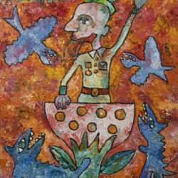 Kuzja Zverev. Kunstnik lillel. Õli, 2016. oktoober